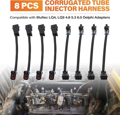 8 حزمة LS1 LS6 LT1 EV1 حاقن تسخير متوافق مع Multec LQ4 LQ9 4.8 5.3 6.0 محولات (أنبوب المطاط) in Kuwait