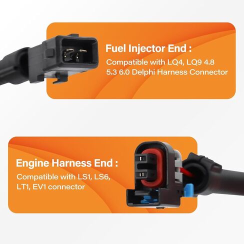 8 Pack LS1 LS6 LT1 EV1 Injector Harness Compatible with Multec LQ4 LQ9 4.8 5.3 6.0 Adapters (Rubber Tube) in Saudi Arabia