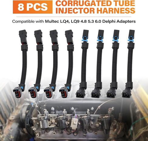 8 Pack LS1 LS6 LT1 EV1 Injector Harness Compatible with Multec LQ4 LQ9 4.8 5.3 6.0 Adapters (Rubber Tube) in Saudi Arabia