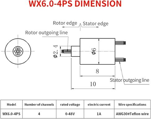 Mini Conductive Slip Ring 4-Way 1 Amp OD 6.0mm to 6.5mm Cap-Type Slip Ring for Rotating Lamps or pan/tilt Motors(4 Wires 1amp OD6.0mm) in Saudi Arabia