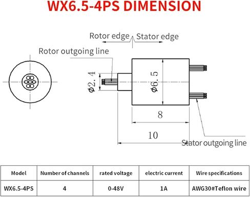 Mini Conductive Slip Ring 4-Way 1 Amp OD 6.0mm to 6.5mm Cap-Type Slip Ring for Rotating Lamps or pan/tilt Motors(4 Wires 1amp OD6.0mm) in Saudi Arabia