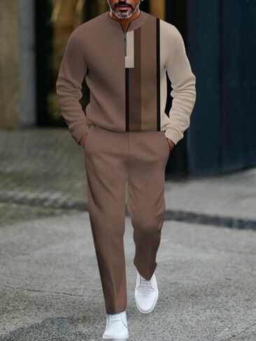 Men's casual sports long sleeved jogging suit two-piece jacket and pants set in Saudi Arabia