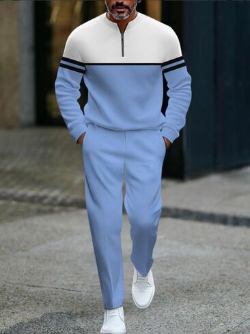 Men's casual sports long sleeved jogging suit two-piece jacket and pants set in Saudi Arabia