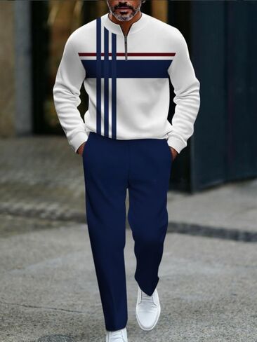 Men's casual sports long sleeved jogging suit two-piece jacket and pants set in Saudi Arabia