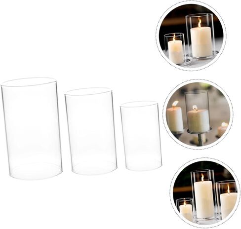 شمعة زجاجية 3pcs تغطي ظلال مصباح مفتوحة للديكور المنزلي حماية شمعة للرياح لغرفة الطعام مركزية مركزية in Kuwait