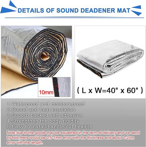 uxcell 197mil 5mm 21.4sqft Heat Sound Deadening Deadener Insulation Mat for Car 79x39inch in Saudi Arabia