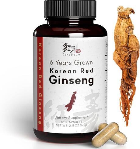 Korean Red Ginseng (6-Year Root) (Enhanced Ginsenoside) 120 Vegan Capsules in Saudi Arabia