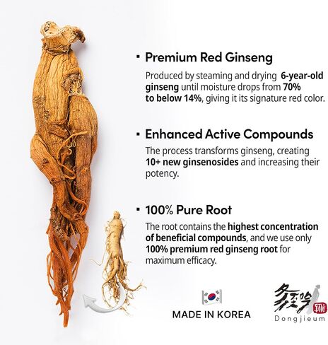 Korean Red Ginseng (6-Year Root) (Enhanced Ginsenoside) 120 Vegan Capsules in Saudi Arabia