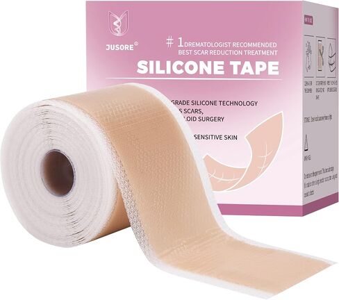 Professional Medical Silicone Scar Tape - Grade Scar Sheets, Non irritating, Painless for C-Section, Surgical Scars, Burn, Keloid, Acne, Provide Safe and Effective Solutions(1.6" x 60" Roll) in Saudi Arabia