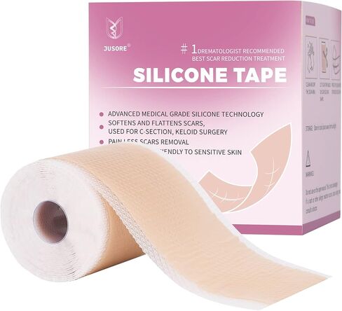 Professional Medical Silicone Scar Tape - Grade Scar Sheets, Non irritating, Painless for C-Section, Surgical Scars, Burn, Keloid, Acne, Provide Safe and Effective Solutions(1.6" x 60" Roll) in Saudi Arabia