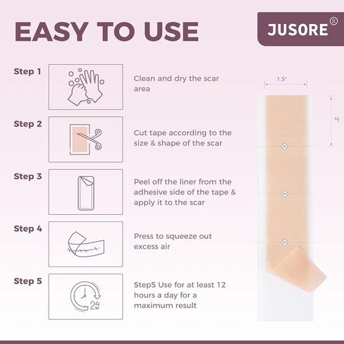Professional Medical Silicone Scar Tape - Grade Scar Sheets, Non irritating, Painless for C-Section, Surgical Scars, Burn, Keloid, Acne, Provide Safe and Effective Solutions(1.6" x 60" Roll) in Saudi Arabia