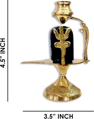 SATVIK 5 INCH Brass Lord Shiva Linga Lingam Shivling Statue Shesnag Trishul with Brass Matki for Hindu Festive Pooja Puja Sculpture Items Shivling Showpiece (5 INCH) in Saudi Arabia