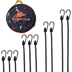 Bungee Cord Green Polyester, 5/16" * 18" * 8 pcs, Heavy Duty Bungee Cord with Hooks, Multifunctional Bungee Cord with Hooks. Polyester Threads.