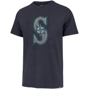 MLB Men's Distressed Imprint Match Team Color Primary Logo Word Mark T-Shirt (Seattle Mariners Navy, X-Large)