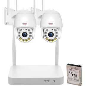 [Dual WiFi, PIR Sensor] Tonton 5MP Wireless Security Camera System,10CH NVR with 1TB Hard Drive,6PCS 3MP Outdoor WiFi Cameras,12V DC Powered,2 Way Audio,Spotlight,AI Human Detection,Work with Alexa