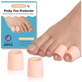Toe Sleeves, 20pcs Gel Toe Protectors, Toe Cushions with Aloe Vera Extract, Toe Covers for Corns, Blisters, Hammer Toes, Toenails Loss (for Pinky Toe, Blue)