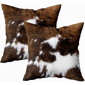 TOMWISH 2 Packs Hidden Zippered Pillowcase Christmas Cowhide Accent Printing 18X18Inch,Decorative Throw Custom Cotton Pillow Case Cushion Cover for Home