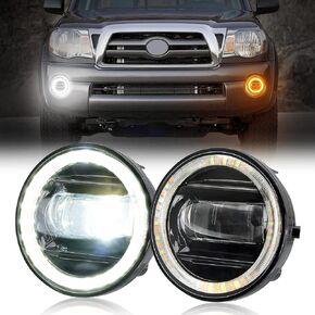 SUPAREE LED Fog Lights Assembly with Halo Ring White DRL/Yellow Turn Signal for Tacoma 2005-2011/ Tundra 2007-2013/ Solara 2004-2006/ Sequoia 2008-2015, 2 Packs