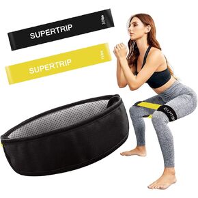 Supertrip Resistance Loop Bands with Protective Sleeves Booty Bands for Women Men 2 Pack Latex Resistance Bands and 1 Pair Non-Slip Functional Sleeves Nylon Webbing Neoprene Padding