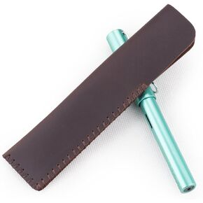 Ancicraft Leather Pen Holder Case Pouch Sleeve For Double Fountain Pens Or Single Big Pen By Handmade Dark Coffee