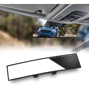 Car Rearview Mirrors, 12 inch HD Panoramic Wide Angle, Interior Clip on Panoramic Rear View Mirror for Car, Anti Glare, Automotive Accessories, Universal Use for Cars, SUVs, Trucks, Vehicles (White)