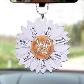 White Daisy Pendant - Car Mirror Hanging Accessories Backpack Key Hanging Pendant - Home Decoration Festival Ornaments Gift