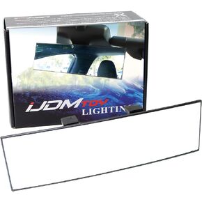 iJDMTOY 240mm 9-1/2 Inch Wide Angle View Anti-Glare Blue Tint Curve Convex Clip On Rear View Mirror Compatible With Tesla S X 3 Y