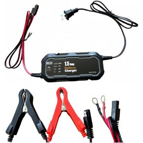 12V 1500mA Sealed Lead Acid (SLA) Battery Charger Automatic Smart Motorcycle Charger Maintainer for Car/RV/ATV/Boat Battery Trickle Charger with Short Circuit Protection