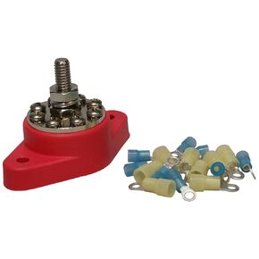 3/8" (Black) Distribution Stud Junction Post -8 Terminal Block- Buss Bar Kit