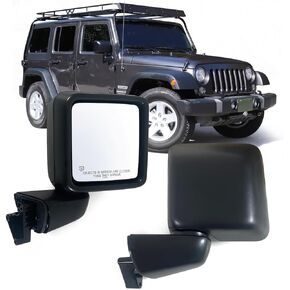 Left Driver side Mirror with Heated, Power Glass and Manual Folding Compatible with Jeep Wrangler JL 2019-2023 without Turn Singal and Blind Spot Detection Replace 68281891AB (5 Pins)