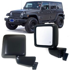 Left Driver side Mirror with Heated, Power Glass and Manual Folding Compatible with Jeep Wrangler JL 2019-2023 without Turn Singal and Blind Spot Detection Replace 68281891AB (5 Pins)