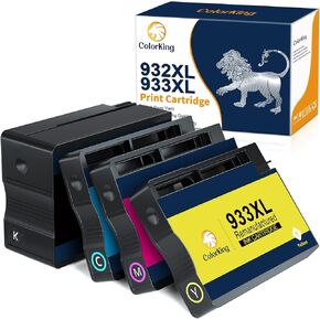 خرطوشة حبر بديلة متوافقة لطابعة HP 932XL 933XL 932 XL 933 XL لطابعة HP OfficeJet 6600 6700 6100 7110 7612 7510 7610 7620 (أسود، سماوي، أصفر، أرجواني، 4 عبوات كومبو) in Kuwait