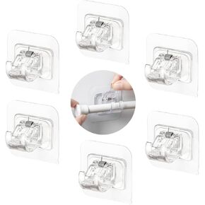 6 قطع بدون حفر قضيب ستارة بين قوسين قضيب ستارة قابل للتعديل حامل قضيب ستارة ذاتي اللصق خطاف قضيب ستارة حامل خطاف ستائر شماعات للحمام والمطبخ والمنزل in Kuwait