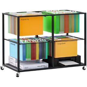 Rolling File Cart with Wheels Letter & Legal-Sized Metal Mobile File Cart Pull-Out Hanging Files Movable File Folder Drawer Rack File Cabinet Storage in Kuwait