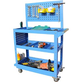 Heavy-Duty Rolling Tool Cart Portable on Wheels,500 LBS Capacity, 3-Tier Blue Mechanics Cart with Adjustable Dividers, Perfect for Garage, Warehouse, Repair Shop in Kuwait