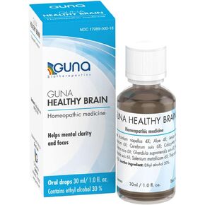 Guna Healthy Brain, Natural Homeopathic Support for Mental Fatigue, Concentration, Memory and Mental Clarity - 1 Ounce