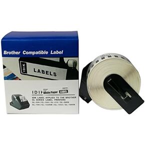 Replacement Labels Compatible with Brother DK-2214 Black on White Paper Label 12mm x 30.48m/roll Packed in Individual Printed Retail Box with Permanent Cartridge