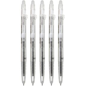 Pilot FriXion Ball Slim 038, Clear Body, Retractable Erasable Gel Ink Pen, Extra Fine Point 0.38mm, Black Ink 5 set &"monoc" Sticky Note…