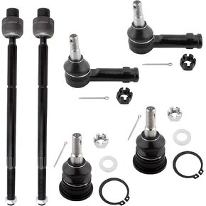 BOXI 6pcs Front Upper Ball Joints + Inner & Outer Tie Rod Ends Fit for Dodge Ram 1500 2009-2010 / for Ram 1500 2011-2012 - FIT 5 Lug Models | K80630 EV800098 ES80574