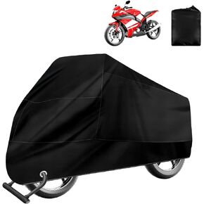 Motorcycle Covers Waterproof Outdoor, All Season Universal Motorbike Cover with Anti-Theft Lock Hole & Storage Bag, Moped Cover Fits up to 96.5" Motorcycles Vehicle (XXL Black)