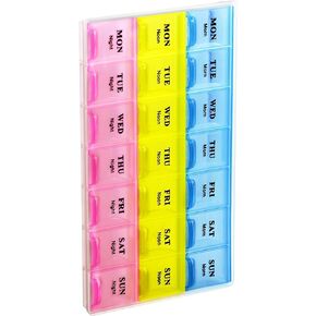 Weekly Pill Organizer with Snap Lids |7-Day Morn/NOON/Night |for Pills, Vitamin.