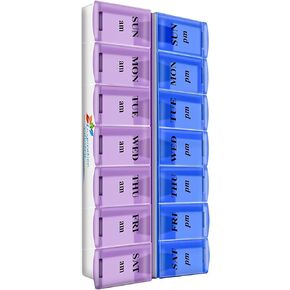 Weekly Pill Organizer with Snap Lids |7-Day Morn/NOON/Night |for Pills, Vitamin.