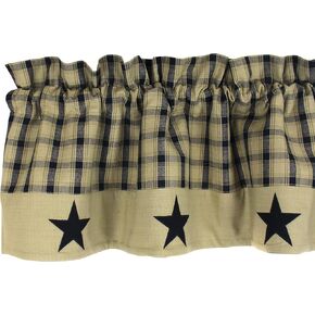 الديكورات المنزلية البدائية ستارة لانكستر مبطنة بالنجوم مع حدود نجمة 72 × 15.5، أسود، 72 بوصة × 15.5 بوصة in Kuwait