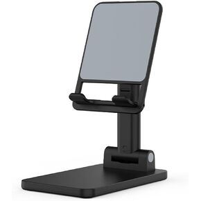 Foldable Cell Phone Stand, Fully Portable Phone Stand for Deak Cell Phones Accessories, Height Adjustable Mobile Phone Holder Stand with Charging Hole, Portable Cell Phone Dock