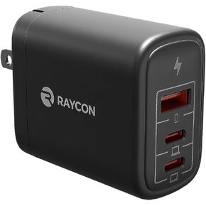 Raycon Magic Charger 65W GaN Fast Charging Tech with 3 Output Ports with USB-C and USB (Black)