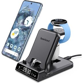 3 in 1 Charging Station for Google Pixel Watch 1, 701G, 25W Fast Type-C Wired Charger Stand for Google Pixel Pixel 9 Pro/Fold/9 Pro XL/9/8a/8 Pro/8/Fold/7a/7/7 Pro, Pixel Buds Pro/2/A-Series