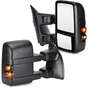 Youxmoto Towing Mirrors Fits 08-16 for Ford F-250 F-350 Super Duty Pickup Truck Tow Mirrors 2008 2009 2010 2011 2012 2013 2014 2015 2016, Heated, Turn Signal, Manual Telescoping/Folding
