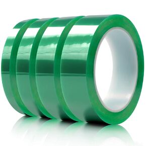 Powder Coat Tape, PET Tape, Polyester Tape with Silicone Adhesive 1/4",1/2",3/4",1"-4Rolls， is commonly Used for Baking, Painting and Fixing of Electronic Parts and Circuit Boards During Processing.