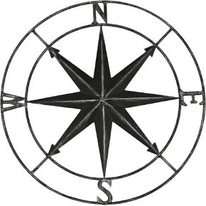aboxoo Round Metal Compass Decorative Compass Metal Wall Art Hanging Wall Sculpture 22.8 Inch Diameter Farmhouse Decor Indoor or Outdoor Sign