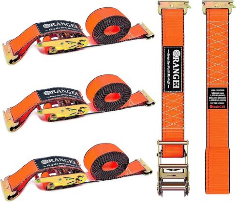 4 Pack E Track Ratchet Strap 4500lb Breaking Strength for Container, Cargo Vans, Trailer Load Hi Visible Neon Orange Color in Saudi Arabia